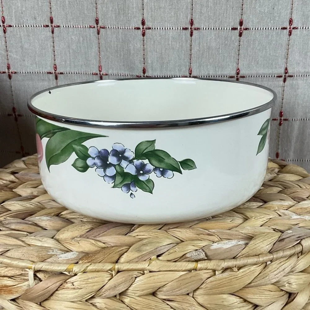 Pfaltzgraff Garden Party (Garden Impressions) Set of 4 Enamel Mixing Bowl Flat